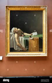 The Death of Marat is a 1793 painting by Jacques-Louis David of the  murdered French revolutionary leader Jean-Paul Marat Stock Photo