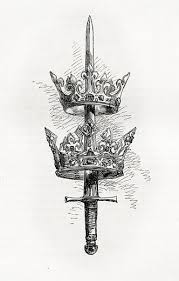 Vintage Engraving Of A Sword And Crowns Engraving From 1858 Photo By Crown Tattoo Design Art Crown Drawing