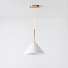 Sculptural Glass Cone Pendant Milk In 2020 Plug In Pendant Light Cone Pendant Metal Canopy