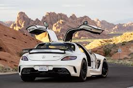 Mercedes Benz Sls Amg Black Series In White Gulwing Doors Open Rear Mercedes Benz Sls Mercedes Benz Sls Amg Mercedes Sls