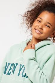 Girls Hoodie New York Sue Soft green