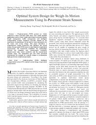 pdf optimal system design for weigh in motion measurements