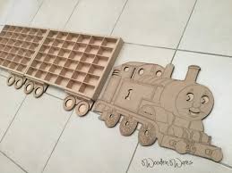Woodenwares Mdf Thomas The Tank Train With Matchbox Car Trailers Designed In Brisbane Australia Toddler Room Organization Hot Wheels Display Toy Car Storage