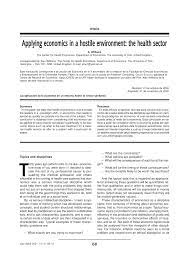 The oldest people in the world can be 115 years and even older. Pdf Applying Economics In A Hostile Environment The Health Sector