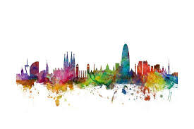 Barcelona Spain Skyline Art Print Michael Tompsett Art Com The british artist skillfully puts color in scene and gives his paintings a very. barcelona spain skyline by michael tompsett