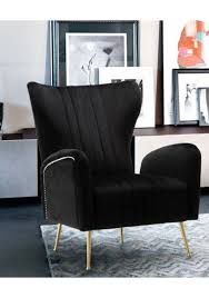 Black And Gold Accent Chair Black Velvet High Back Lounge Chair Gold Legs Accent Chairs Furniture Velvet Accent Chair
