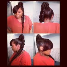 So here she flaunted the side braid blended with the curly ponytail. Black Hairstyles Ponytail With Side Bangs Hair Styles Andrew