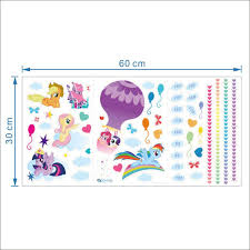 Diy Cartoon Horse Height Measure Growth Chart Wall Sticker For Kids Room Butterfly Flora Nursery Girl Bedroom Decor Art