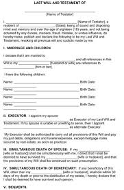 They dedicate their traits and maybe even belongings to their underclassman friends. Free Printable Last Will And Testament Form Generic