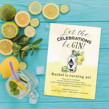 Gin Tonic Themed Birthday Party Invitation Birthday Party Invitations Gin And Tonic Wedding Party Invites