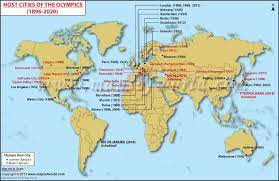 World Map Of Summer And Winter Olympic Host Cities Map Olympics Winter Olympic Games