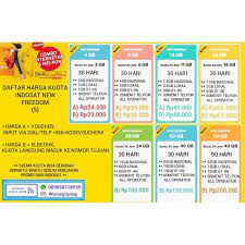Semoga bermanfaat tutorial cara membuat inject all opelator dengan sangat mudah ini. Jual Daftar Harga Kuota Internet Indosat New Freedom Bonus Nelpon 5 Kab Kendal Uping Store Tokopedia