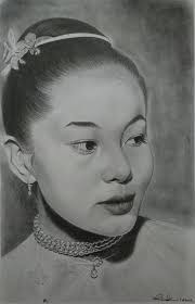 In honor of Burmese actress Win Min Than, by me, pencil