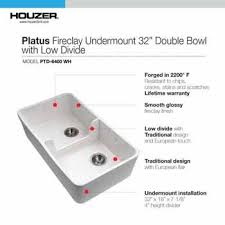 Ceramic undermount sinks ceramic undermount sinks offer a touch of the traditional mixed with a modern design. Platus Series Front Apron Or Undermount Double Bowl Fireclay Kitchen Sink With Low Divide Available In Multiple Finishes By Houzer Kitchensource Com