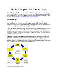 (a) pelaksanaan, (b) evaluasi, (c) analisis hasil evaluasi, dan (d) rencana tindak lanjut. Doc Evaluasi Program Dan Tindak Lanjut Ruri Tirta Kumala Dewi Rtkd Academia Edu