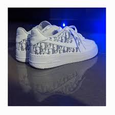 Black And Blue Air Force 1 Custom Smaller Size Custom 3m Dior Air Force 1 Reflective Womens Etsy In 2020 Nike Air Shoes Cute Nike Shoes Nike Fashion Sneakers