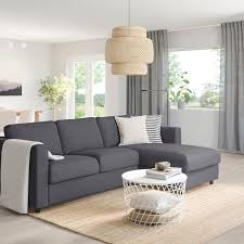 Finnala Sofa With Chaise Gunnared Medium Gray Ikea Sofa Bed With Chaise Ikea Sofa Sofa Back Cushions