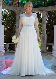 Venus Bridal Vw8744 Chiffon Gown With Illusion Neckline And Length Sleeves V Back With Zip A Plus Size Wedding Gowns Bridal Dresses Wedding Dress Sleeves