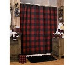Woolrich Buffalo Check Red Black Plaid Shower Curtain Rustic Cabin Decor Rustic Bathrooms Rustic Bathroom Decor