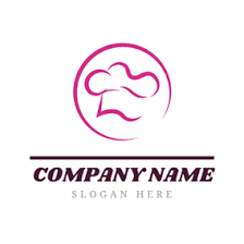 Pink Circle And Abstract Chef Hat Logo Design Restaurant Logo Design Chef Hat Logo Logo Design