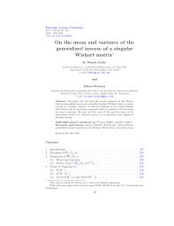 Her father was one of the world's best defenders in professional hockey and her mother served as director various art museums. Pdf On The Mean And Variance Of The Generalized Inverse Of A Singular Wishart Matrix