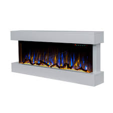 This design adds a wow factor to any room. Foxhunter Wall Mounted Electric Fireplace Modern Look Fire Mdf Frame Led Lights With Remote Control Indoor Fire Place Electric Heater 1600w Fem02 White Buy Online In Aruba At
