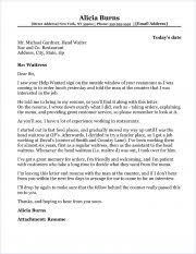 Esl efl asp business english classes example letter and guide to writing cover letters for job interviews to be included with the resume or cv a key part of almost any job application is a cover letter. Waitress Cover Letter Sample