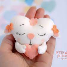 Felt Baby Lamb Toy Sewing Pdf Pattern Heart Shaped Animal Etsy Felt Toys Patterns Baby Lamb Toy Valentines Toys