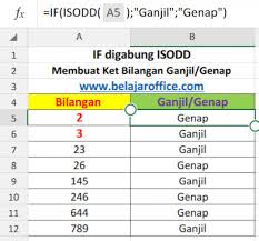 Rumus counta digunakan untuk menghitung banyaknya data( hanya data) cara membuat nomor urut otomatis jika kolom lain berisi data di ms excel adalah tutorial yang membahas tentang cara. Menentukan Bilangan Ganjil Genap Rumus Excel Belajar Office