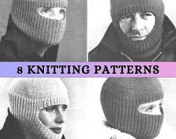Family Balaclava Knitting Pattern Child Balaclava Helmet Retro Vintage 70s  Double Knit Winter Hat Men Women Chunky Bulky DK Printable PDF
