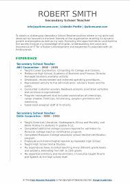 Check our variety of teacher resume formats available for you to download! Secondary School Teacher Resume Samples Qwikresume
