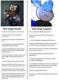 Virgin Haida Vs Chad Tadano Aggretsuko Anime Characters Anime Fanart Cartoon Tv Shows