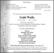 Upload, livestream, and create your own videos, all in hd. Traueranzeigen Von Gabi Walle Waz Trauer De