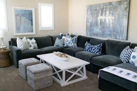 Rugs, lamps, bed protectors, pillows and pillow protectors. Light Gray Sofa With Blue Pillows Novocom Top