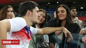 He was photographed talking to his fiancée fern hawkins after the team's match against. Harry Maguire Memes Himself With Put The Bins Out Caption Bbc News