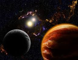 Binary Star Nebula And Planet With Moons Binary Star Planets With Moons Planets