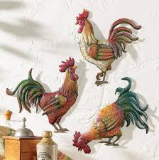 French Country Rooster Metal Wall Art Trio Art Home Rooster Wall Art Metal Rooster Wall Art Rooster Kitchen Decor