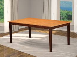 The generously sized table, 63 inch long by 37 inch wide can seat up to 6 people comfortably, 8 at a squeeze. Het Brn T Henley Rectangular Dining Room Table 42 X72 With 18 Butterfly Leaf Cinnamon Espresso Finish East West Furniture