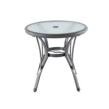 Hampton Bay Commercial Grade Aluminum Grey Round Outdoor Patio Bistro Table Fta60762ag The Home Depot In 2020 Bistro Table Outdoor Bistro Table Outdoor Dining Spaces
