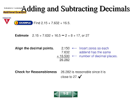 Start on the right, and subtract each column in turn. Adding And Subtracting Decimals Ppt Download