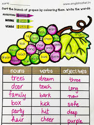Jug can colour the adjectives verbs worksheet on to. English Safari Nouns Verbs Adjectives Sort Worksheet For Facebook