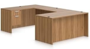 2 x curved base units with half glass shelves and half top boxes, which can be orientated either side. U Shaped Office Desks Furniture Wholesalers