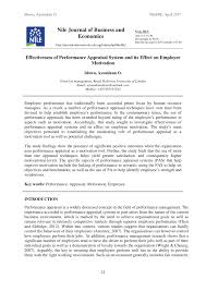 Pdf Effectiveness Of Performance Appraisal System And Its Effect On Employee Motivation