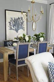 But, when you purchase dining room chairs, you'll want to pay close attention to their height. Navy Dining Chairs Gray Wall Paint Dining Room Blue Blue Dining Chair Dining Room Walls