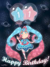 Gif Hatsune Miku 11th Anniversary Artist Rorotoru Marinetheraccoonhere Tags Rorotoru Art Digitalart Fana Miku Hatsune Miku Happy Birthday