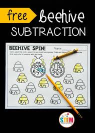 Beehive Spin And Subtract The Stem Laboratory Math For First Graders Teaching Subtraction Math Centers Kindergarten