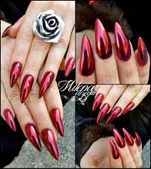 Chrome Mirror Red Nails Red Chrome Nails Dark Red Nails Chrome Nails Create red chrome nails at home with this gorgesous red nail powder.
