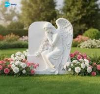 In Stock Tombstone with Rose Carving Absolute Black Granite ...