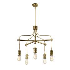 Buy vintage industrial light and get the best deals at the lowest prices on ebay! Vintage Style Bare Bulb Chandelier With 5 Light On Braided Cables