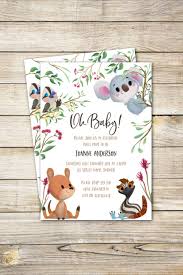 Baby Shower Invitation Set Australian Animals Gender Neutral Native Animals Books For Baby Koala Kangaroo Wattle Eucalyptus Animal Baby Shower Invitations Baby Shower Locations Baby Shower Welcome Sign
